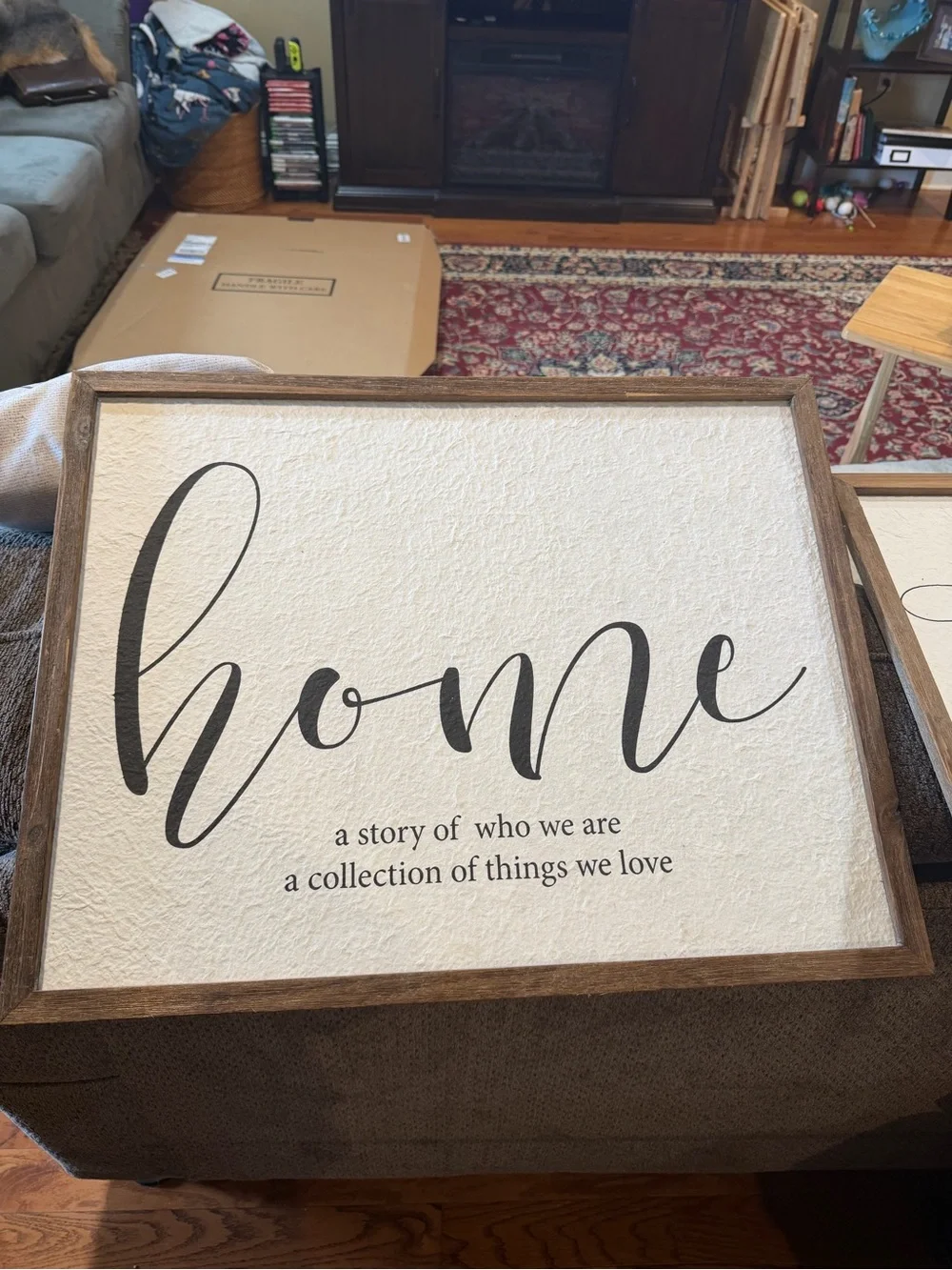 2 Script Wall Art Sign in Black and Wood Frame